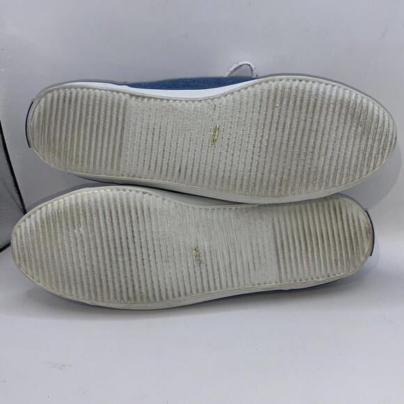 Sebastino Womens Low Top Denim Sneaker Flat Shoes Blue Silver Metal Lace Up Sz 8 - Picture 5 of 8